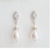 Pearl - Long Pear-Shape Pearl Drop with Silver and CZ Necklace and Earring Set (Pieces may be purchased separetly) - Image 2