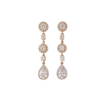 CZ - Long Style Round and Teardrop Shaped CZs with Rose Gold Necklace and Earring Set (Pieces may also be purchased separately) - Image 5