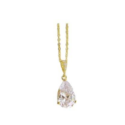 CZ - Teardrop Pendant and Earring Set on Gold (Pieces may also be purchased separately) - Image 4