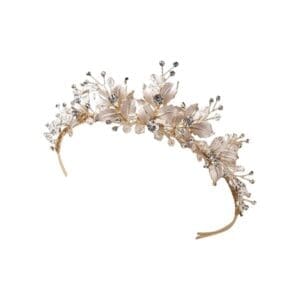 Floral and crystal embellished bridal hair accessory.