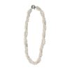 A 3 Strands of Crystal with 1 Strand of Pearl Twist Necklace featuring twisted white pearls and clear beads, secured by a metal clasp.