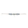 The Aqua Marine Crystal Bracelet is silver with blue and clear glass beads, centered around a heart charm, displayed on a white background.