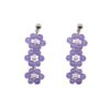The Daisy earrings feature clusters of dark lavender jade and pearl floral designs with silver stud attachments, consisting of three daisy motifs.