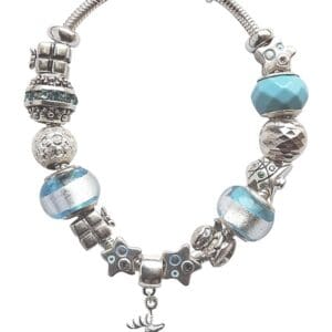 Silver charm bracelet with reindeer pendant.