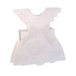 White angel figurine with wings and bow.