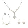 Square Pearl Necklace, Bracelet and Earring Set (Each piece is also sold separately)