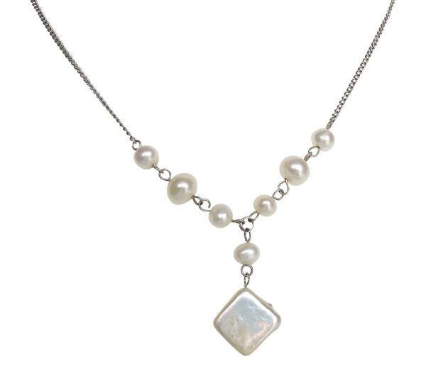 Square Pearl Necklace, Bracelet and Earring Set (Each piece is also sold separately) - Image 5