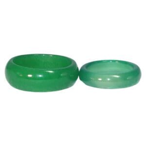 Two green jade bangles side by side.