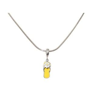 Necklace with yellow sandal pendant charm.