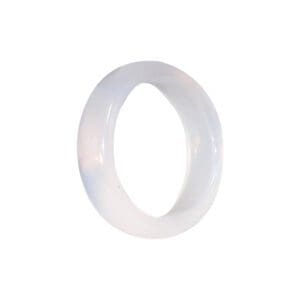 White jade circular bracelet on white background.