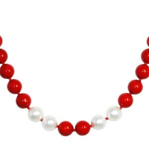 Red and white beaded necklace.